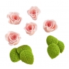 Kwiaty cukrowe róże różowe do dekoracji tortu 11el